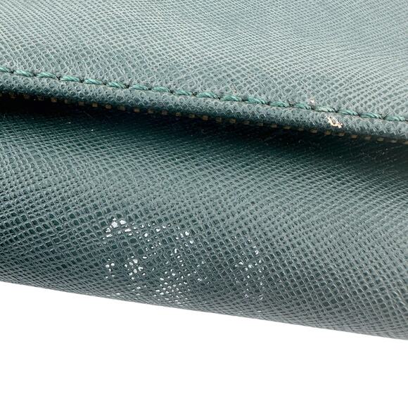 Tory Burch Deep Green Leather Bi-Fold Wallet Wristlet - Picture 11 of 16